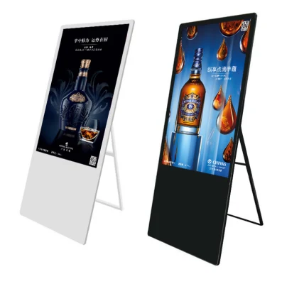 Chiosco touch screen con display pubblicitario ad alta definizione da 32 pollici pieghevole portatile da pavimento Lettore pubblicitario WiFi di rete Segnaletica digitale LCD Display pubblicitario ad alta definizione per bar